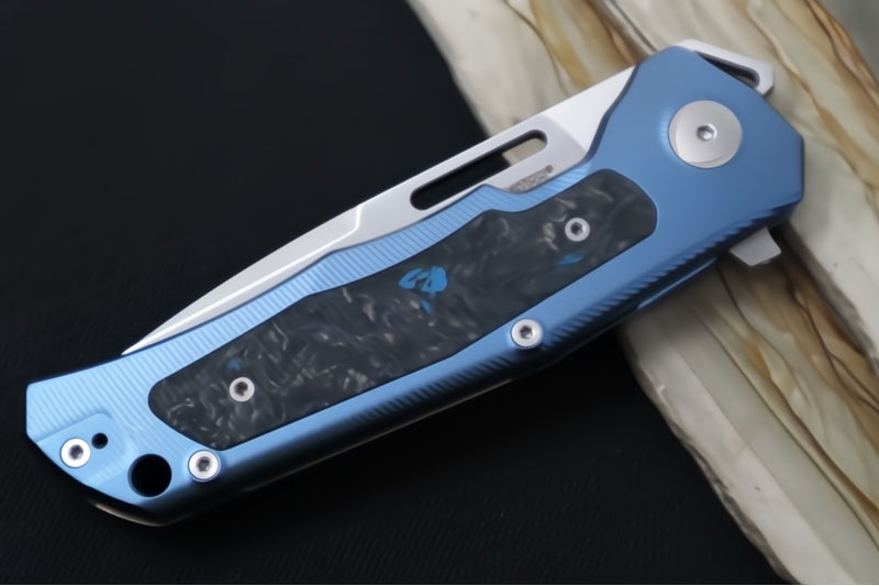Garage Sale Lionsteel Q4ttro - Blue Titanium & Fat Carbon Fiber Handle