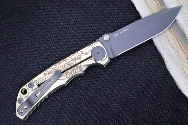 Spartan Blades HARSEY Titanium Folder 2023 Special Edition Divinci - Drop Point Blade / Black PVD Finish / CPM-Magnacut Steel / "Divinci" Anodized Handle SF5Divinci