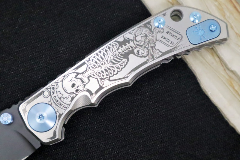 Spartan Blades HARSEY Titanium Folder 2023 Special Edition Memento Mori - Drop Point Blade / Black PVD Finish / CPM-Magnacut Steel / "Memento Mori" Anodized Handle SF5MementoMori