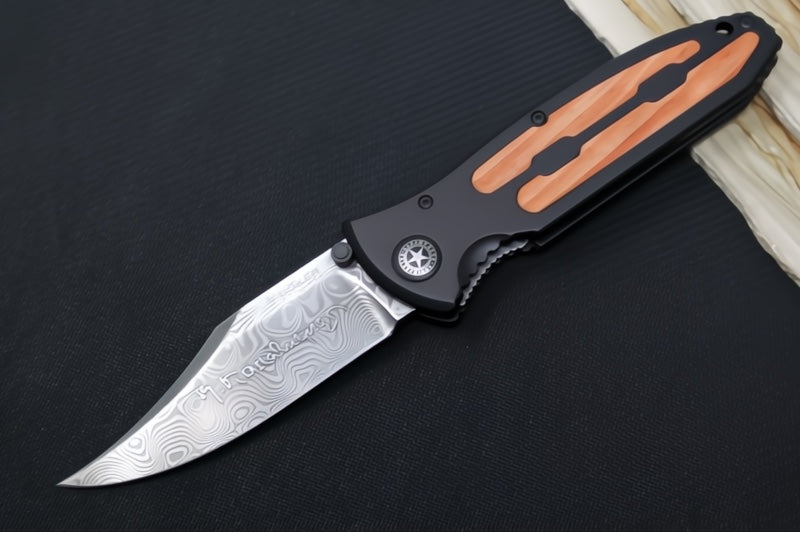 Garage Sale Boker Kalashnikov AK-47 Barrels - Chad Nichols Virus Damascus / Hornbeam Wood Inlays & Black Anodized Aluminum Handle 11KAL48DAM