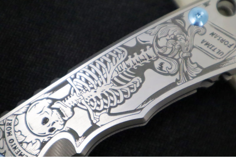 Spartan Blades HARSEY Titanium Folder 2023 Special Edition Memento Mori - Drop Point Blade / Black PVD Finish / CPM-Magnacut Steel / "Memento Mori" Anodized Handle SF5MementoMori