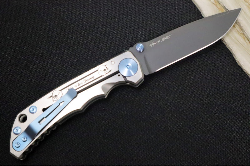 Spartan Blades HARSEY Titanium Folder 2023 Special Edition Memento Mori - Drop Point Blade / Black PVD Finish / CPM-Magnacut Steel / "Memento Mori" Anodized Handle SF5MementoMori