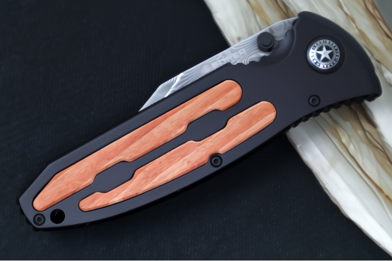 Garage Sale Boker Kalashnikov AK-47 Barrels - Chad Nichols Virus Damascus / Hornbeam Wood Inlays & Black Anodized Aluminum Handle 11KAL48DAM