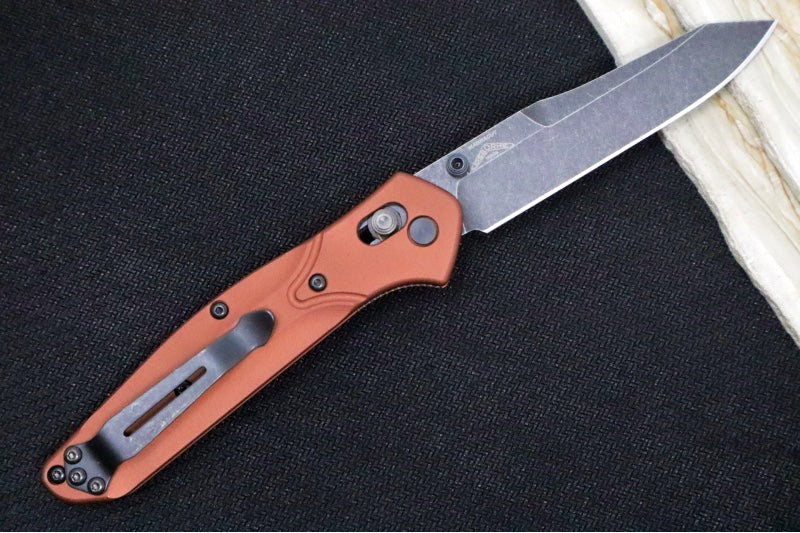 Benchmade 940BK-03 Osborne - CPM-Magnacut Steel / Reverse Tanto Blade / DLC Battlewash Finish / Burnt Copper Anodized Aluminum Handle - Northwest Knives