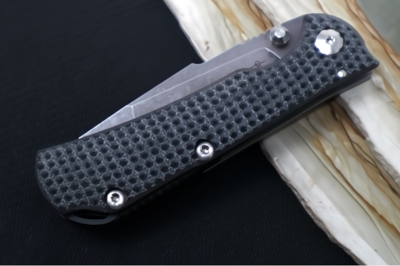 Garage Sale Toor Knives Chasm XLT - CPM-154 Steel / Machined Carbon Black and Titanium Handles / Tanto Blade