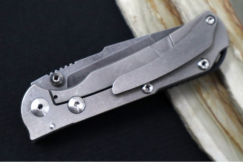 Garage Sale Toor Knives Chasm XLT - CPM-154 Steel / Machined Carbon Black and Titanium Handles / Tanto Blade