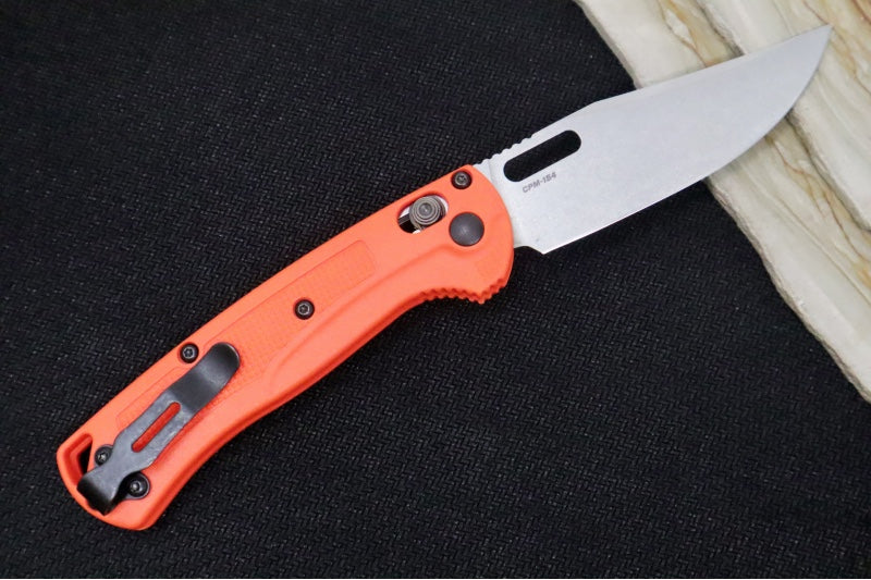 Benchmade 15533 Mini Taggedout Manual Folder - CPM-154 Steel / Clip Point Blade / Orange Grivory Handle - Northwest Knives
