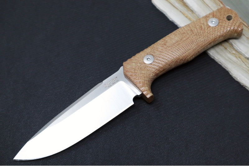 Garage Sale Lionsteel T5 Fixed Blade -  Natural Canvas Micarta Handle / Niolox Steel T5-CVN
