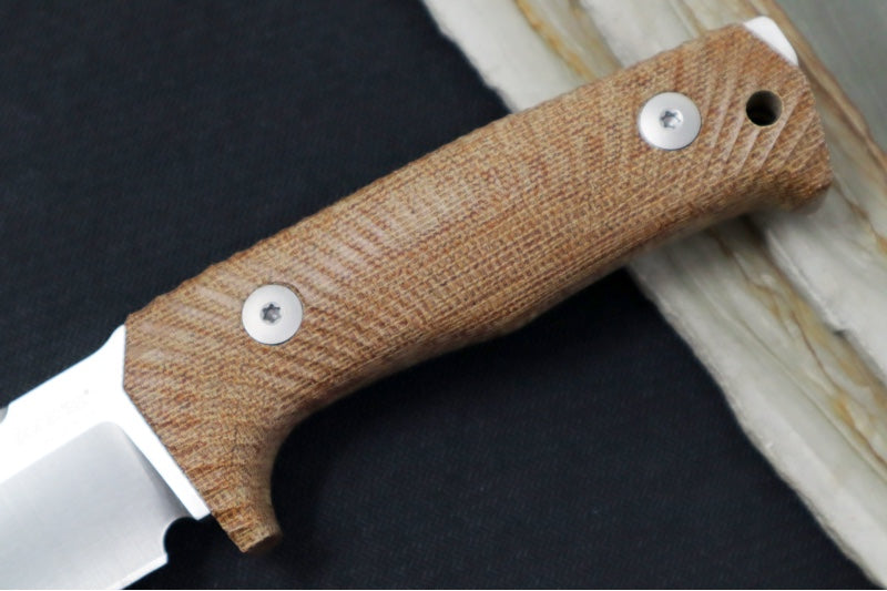 Garage Sale Lionsteel T5 Fixed Blade -  Natural Canvas Micarta Handle / Niolox Steel T5-CVN