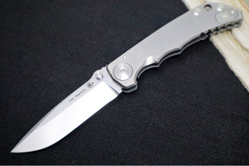 Spartan Blades HARSEY Titanium Folder - CPM-Magnacut Steel / Drop Point Blade / Stonewashed Titanium Handle SF5SW