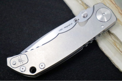 Spartan Blades HARSEY Titanium Folder - CPM-Magnacut Steel / Drop Point Blade / Stonewashed Titanium Handle SF5SW