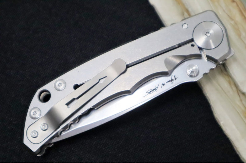 Spartan Blades HARSEY Titanium Folder - CPM-Magnacut Steel / Drop Point Blade / Stonewashed Titanium Handle SF5SW