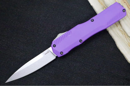 Kershaw 9000PUR Livewire OTF - Purple Aluminum Handle / CPM-Magnacut Steel / Spearpoint Blade / Stonewash Finish