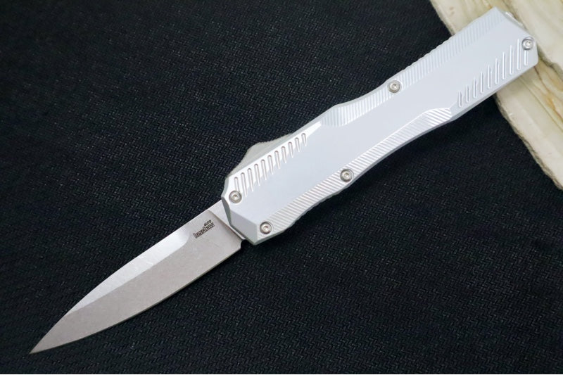 Kershaw 9000RAW Livewire OTF - Raw Aluminum Handle / CPM-Magnacut Steel / Spearpoint Blade / Stonewash Finish