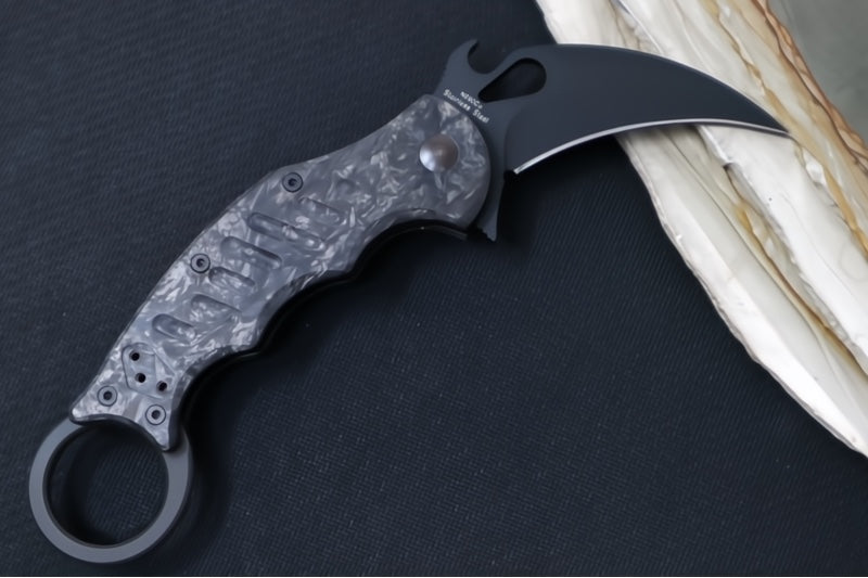 Fox Knives Karambit - Black Fat Carbon Fiber Handle / N690Co Blade / Emerson Wave - FOX599CFF