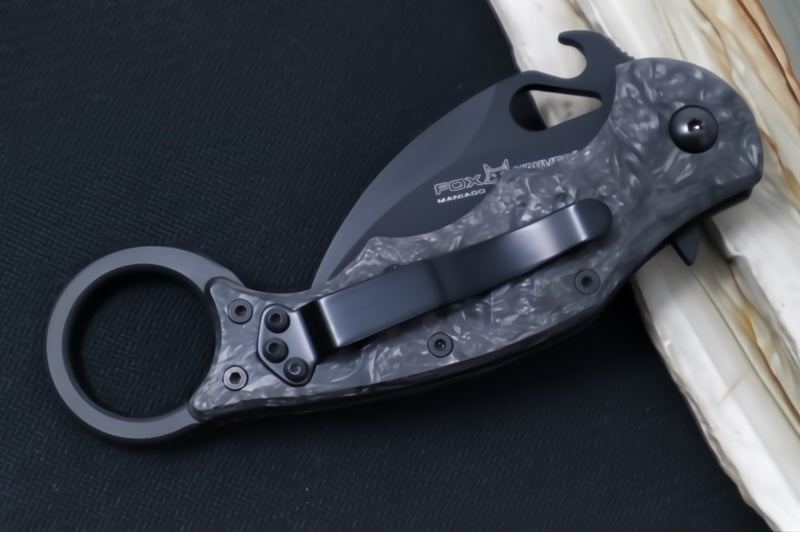 Fox Knives Karambit - Black Fat Carbon Fiber Handle / N690Co Blade / Emerson Wave - FOX599CFF