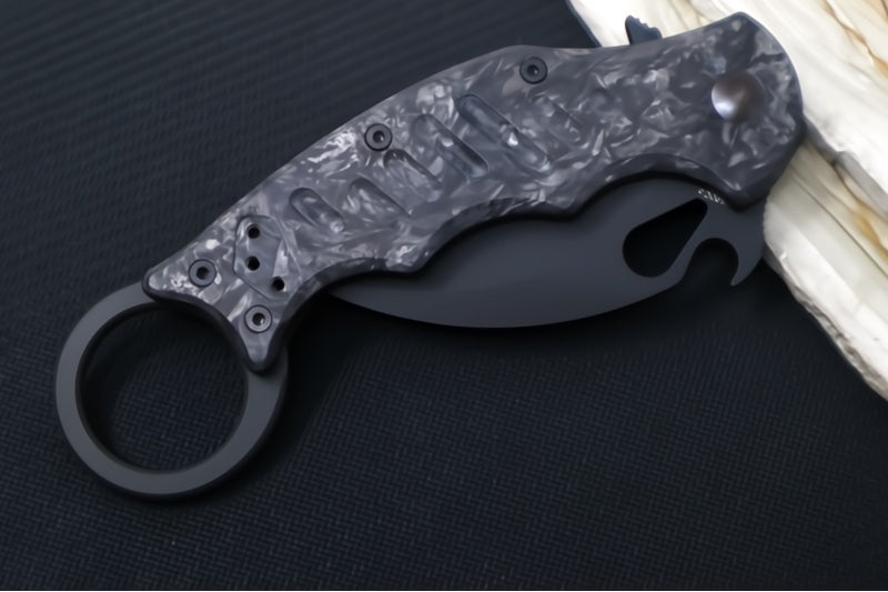 Fox Knives Karambit - Black Fat Carbon Fiber Handle / N690Co Blade / Emerson Wave - FOX599CFF