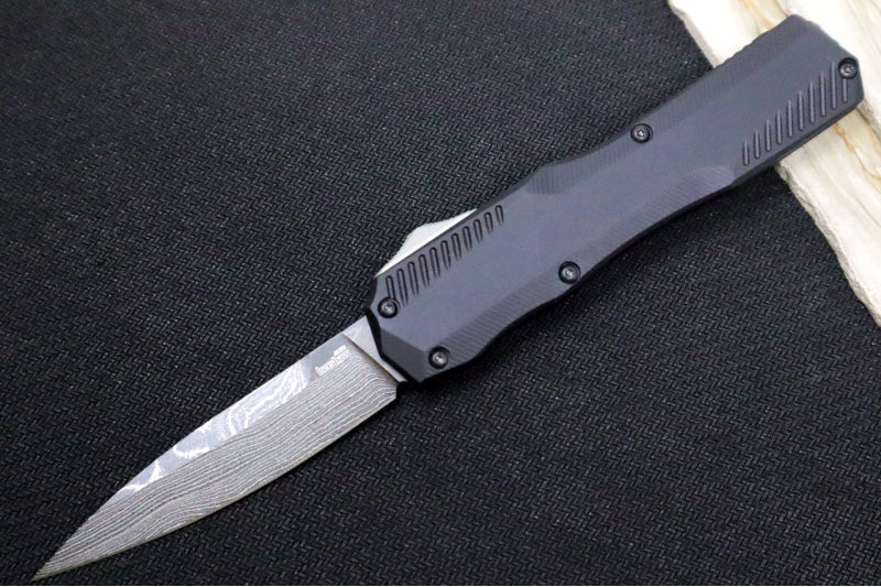 Kershaw 9000DAM Livewire OTF - Black Anodized Aluminum Handle / Damascus Steel / Spearpoint Blade - Northwest Knives
