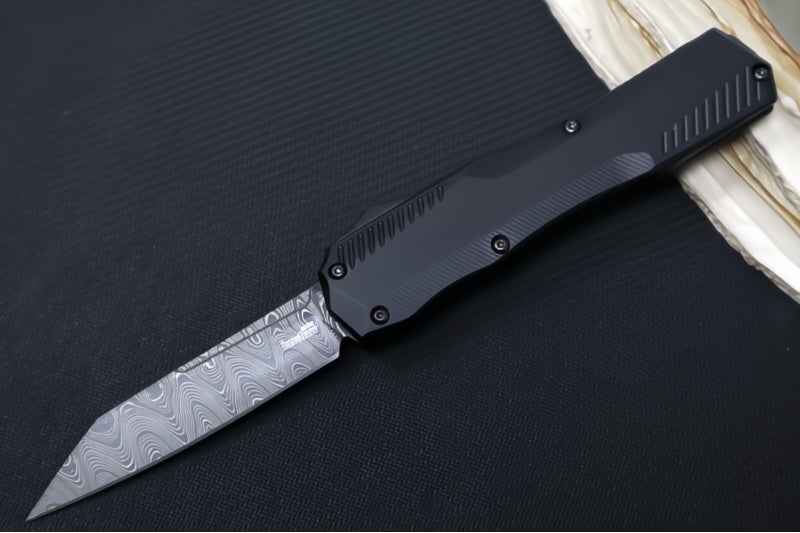 Kershaw 9000RDAM Livewire OTF - Black Anodized Aluminum Handle / Damascus / Reverse Tanto Blade