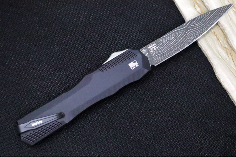Kershaw 9000DAM Livewire OTF - Black Anodized Aluminum Handle / Damascus Steel / Spearpoint Blade - Northwest Knives
