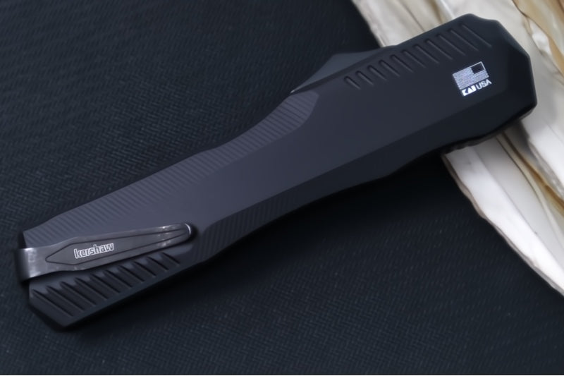 Kershaw 9000RDAM Livewire OTF - Black Anodized Aluminum Handle / Damascus / Reverse Tanto Blade