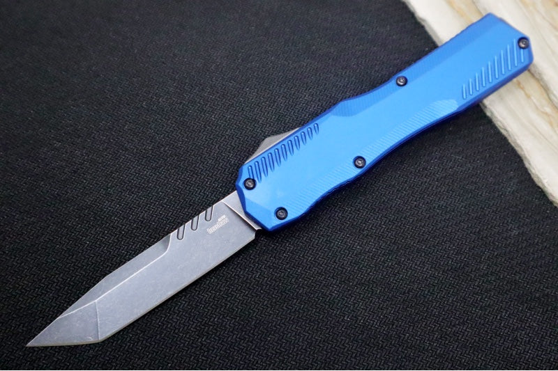 Kershaw 9000TBLUBW Livewire OTF - Blue Anodized Aluminum Handle / CPM-Magnacut Steel / Tanto Blade / Black Oxide Finish - Northwest Knives
