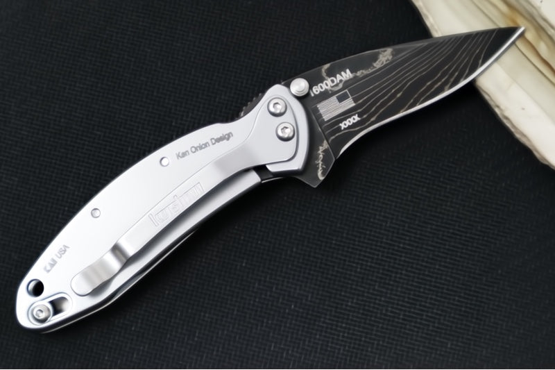 Kershaw 1600DAM Chive Flipper - Damascus Blade / Stainless Steel Handle
