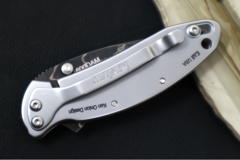 Kershaw 1600DAM Chive Flipper - Damascus Blade / Stainless Steel Handle