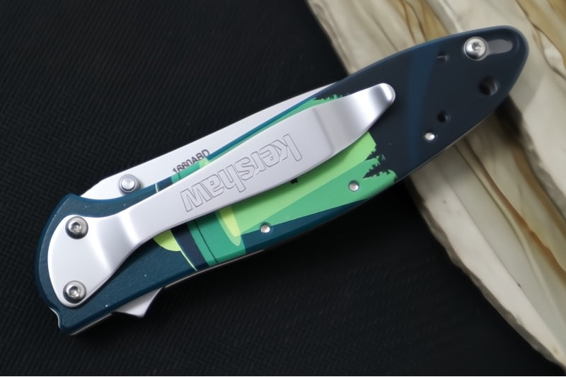 Kershaw UFO Abduction Leek Flipper - 14C28N Steel / Bead Blasted Finish / "AFO Abduction" Aluminum Handle 1660ABD
