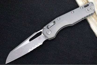 Microtech MSI Manual Folder - Apocalyptic Finished Blade / Natural Clear Aluminum w/ Trim-Grip Handle 210-11APFLNC