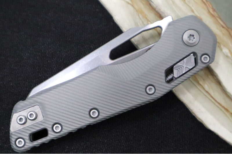 Microtech MSI Manual Folder - Apocalyptic Finished Blade / Natural Clear Aluminum w/ Trim-Grip Handle 210-11APFLNC - Northwest Knives