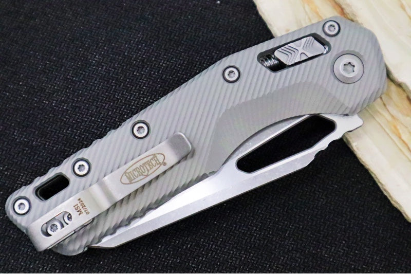 Microtech MSI Manual Folder - Apocalyptic Finished Blade / Natural Clear Aluminum w/ Trim-Grip Handle 210-11APFLNC - Northwest Knives