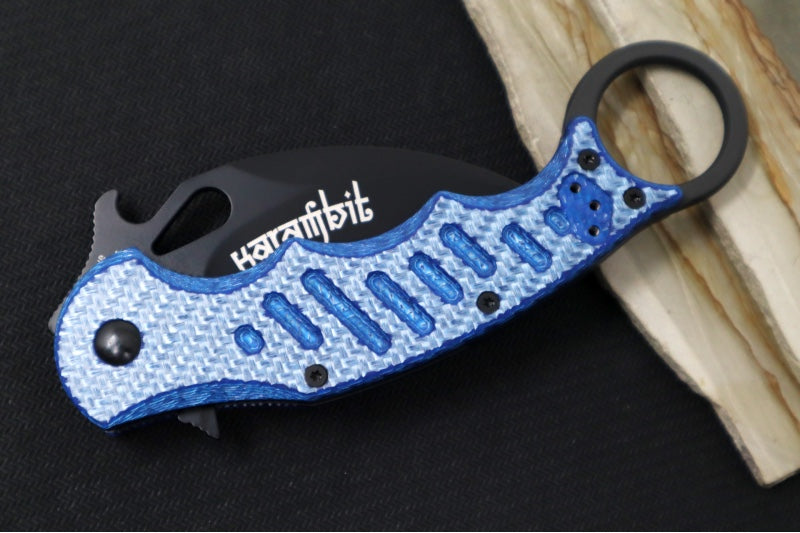 Fox Knives Karambit - Blue Carbon Fiber Handle / Black N690Co Blade / Emerson Wave - 479BLT
