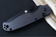 Spyderco ButtonUp Folder - Black Carbon Fiber Handle / 8Cr13MoV Stainless Steel / Black Modified Clip Point C275CFPBK - Northwest Knives