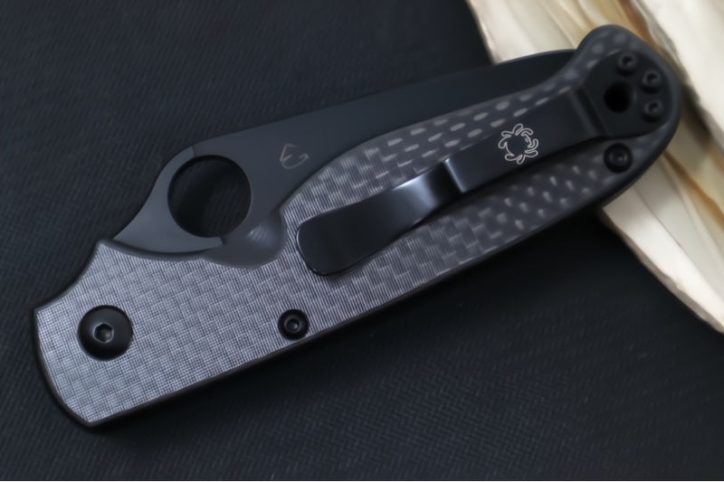 Spyderco ButtonUp Folder - Black Carbon Fiber Handle / 8Cr13MoV Stainless Steel / Black Modified Clip Point C275CFPBK