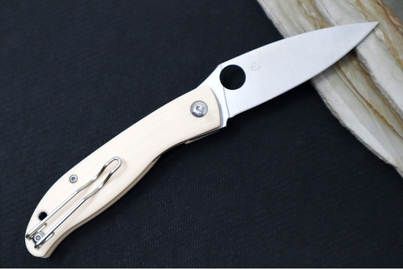 Spyderco Mantra 4 Folder - White G-10 Handle / 8Cr13MoV Stainless Steel / Drop Point Blade C274GWP