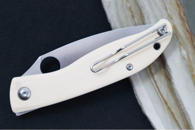Spyderco Mantra 4 Folder - White G-10 Handle / 8Cr13MoV Stainless Steel / Drop Point Blade C274GWP