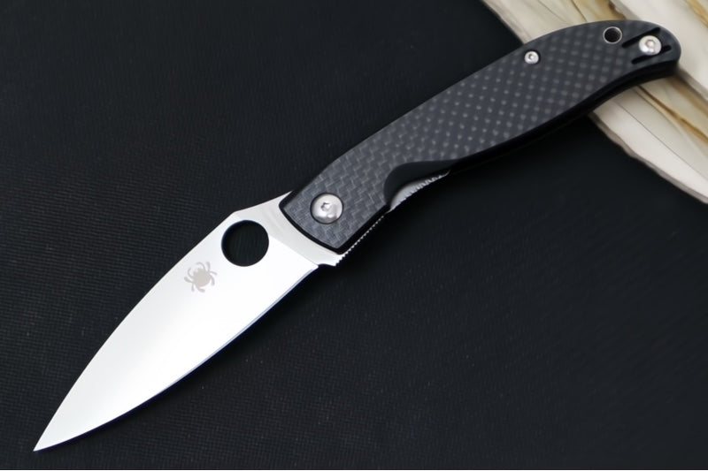 Spyderco Mantra 4 Folder - Peel-ply Carbon Fiber & G-10 laminate Handle / 8Cr13MoV Stainless Steel / Drop Point Blade C274CFP