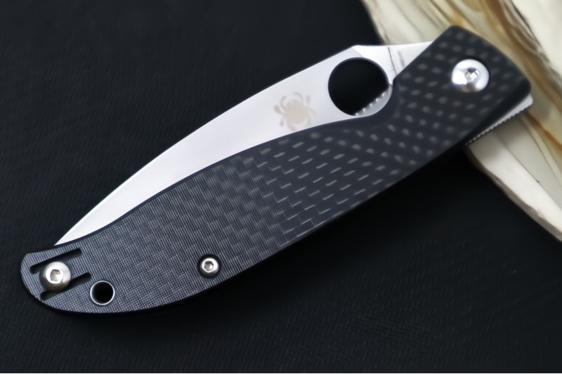 Spyderco Mantra 4 Folder - Peel-ply Carbon Fiber & G-10 laminate Handle / 8Cr13MoV Stainless Steel / Drop Point Blade C274CFP