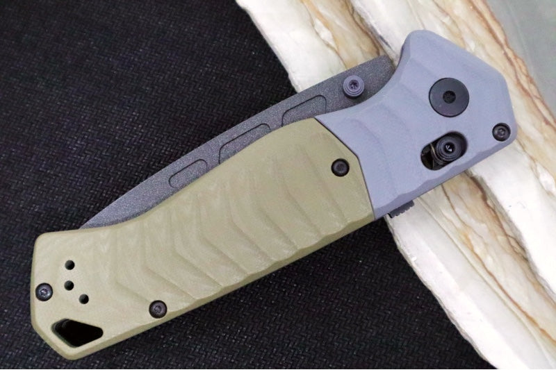 Benchmade 593BK PSK Personal Survival Kit Assisted Open - CPM-Magnacut Steel / Cobalt Cerakote finish / Milled OD Green G10 Handles & Gray G10 Bolsters