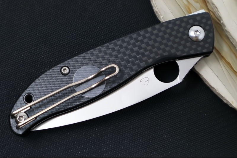 Spyderco Mantra 4 Folder - Peel-ply Carbon Fiber & G-10 laminate Handle / 8Cr13MoV Stainless Steel / Drop Point Blade C274CFP