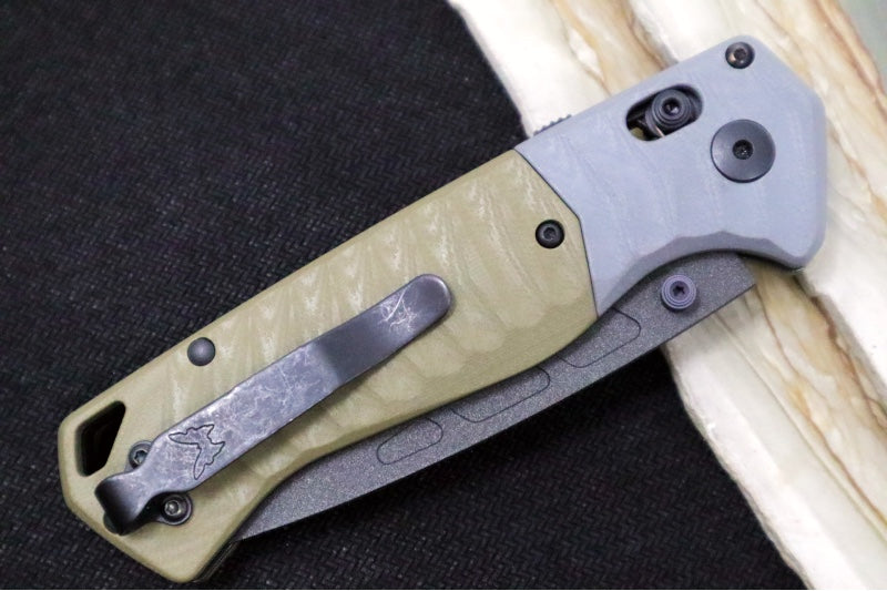 Benchmade 593BK PSK Personal Survival Kit Assisted Open - CPM-Magnacut Steel / Cobalt Cerakote finish / Milled OD Green G10 Handles & Gray G10 Bolsters - Northwest Knives