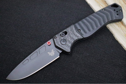 Benchmade 593BK-01 PSK Personal Survival Kit Assisted Open - CPM-Magnacut Steel / Black Cerakote finish / Milled Black G-10 Handles & Carbon Fiber Bolsters