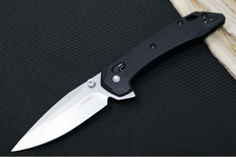 Kershaw 6000 Bonneville Flipper - Black Textured Glass Filled Nylon (GFN) handle / Drop Point Blade / Stonewashed Finish