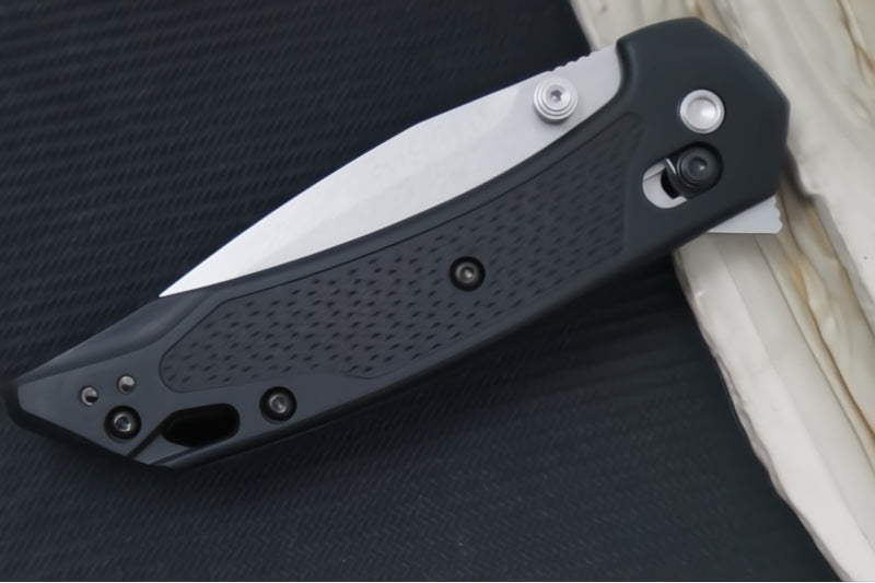 Kershaw 6000 Bonneville Flipper - Black Textured Glass Filled Nylon (GFN) handle / Drop Point Blade / Stonewashed Finish