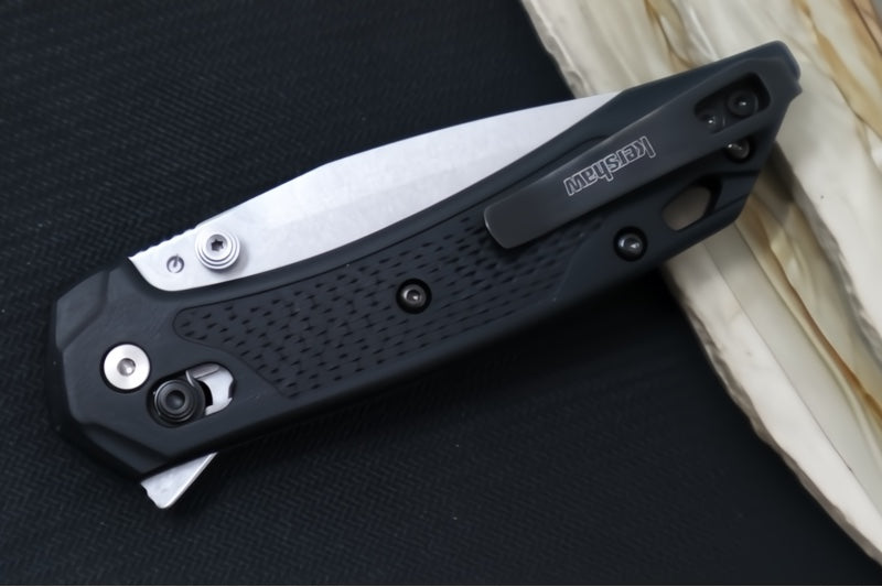 Kershaw 6000 Bonneville Flipper - Black Textured Glass Filled Nylon (GFN) handle / Drop Point Blade / Stonewashed Finish