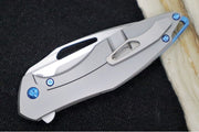 Koenig Mini Arius - Smooth Standard Handle - Stonewashed Blade with Polished Flats - Blue Spacer & Hardware (Gen 1) - Northwest Knives