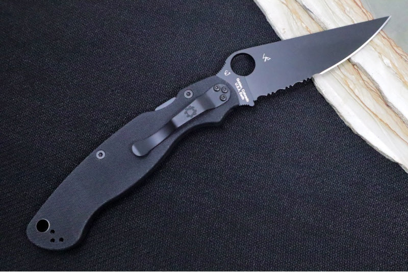 Spyderco Military 2 - CPM-S30V Steel / Partial Serrated Black Blade / Black G-10 Handle C36GPSBK2