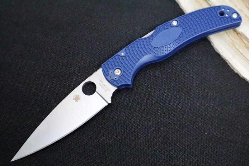 Spyderco Native Chief - SPY27 Steel / Drop Point Blade / Satin Finish / Blue FRN Handle Scales C244PCBL