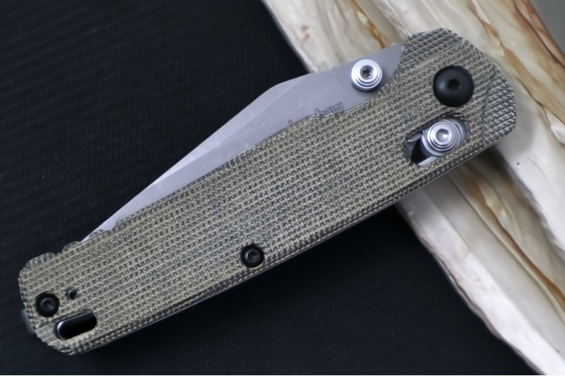 Kershaw Bel-Air Manual - Green Canvas Micarta Handle / Clip Point Blade / Stonewash Finish / CPM-Magnacut Steel 6106